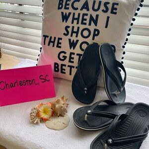 2 pair CROCS Women's Black & Navy Sandals